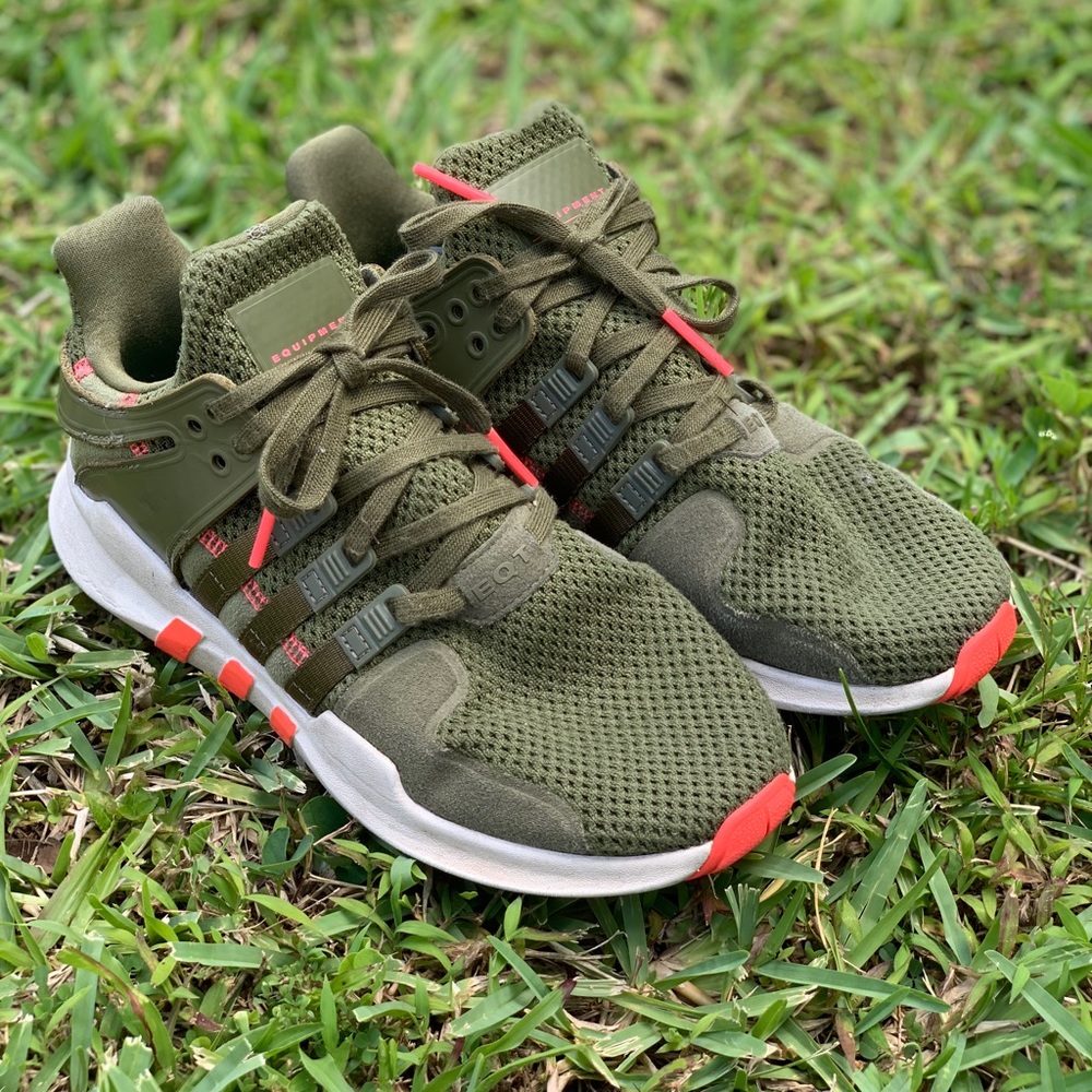 Adidas EQT - Olive green and coral